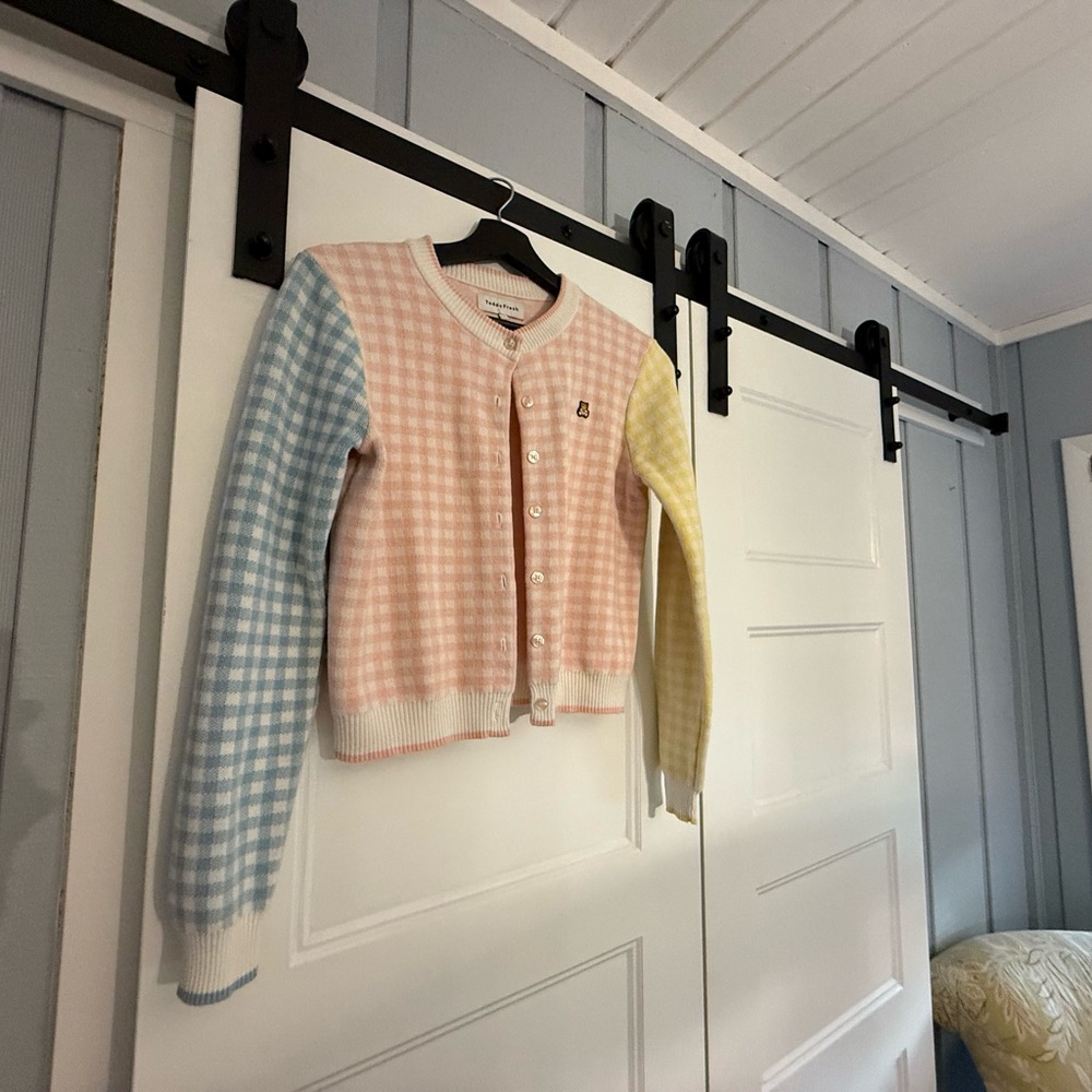 Teddy Fresh Pastel Gingham Cardigan - Pink, Blue, Yellow